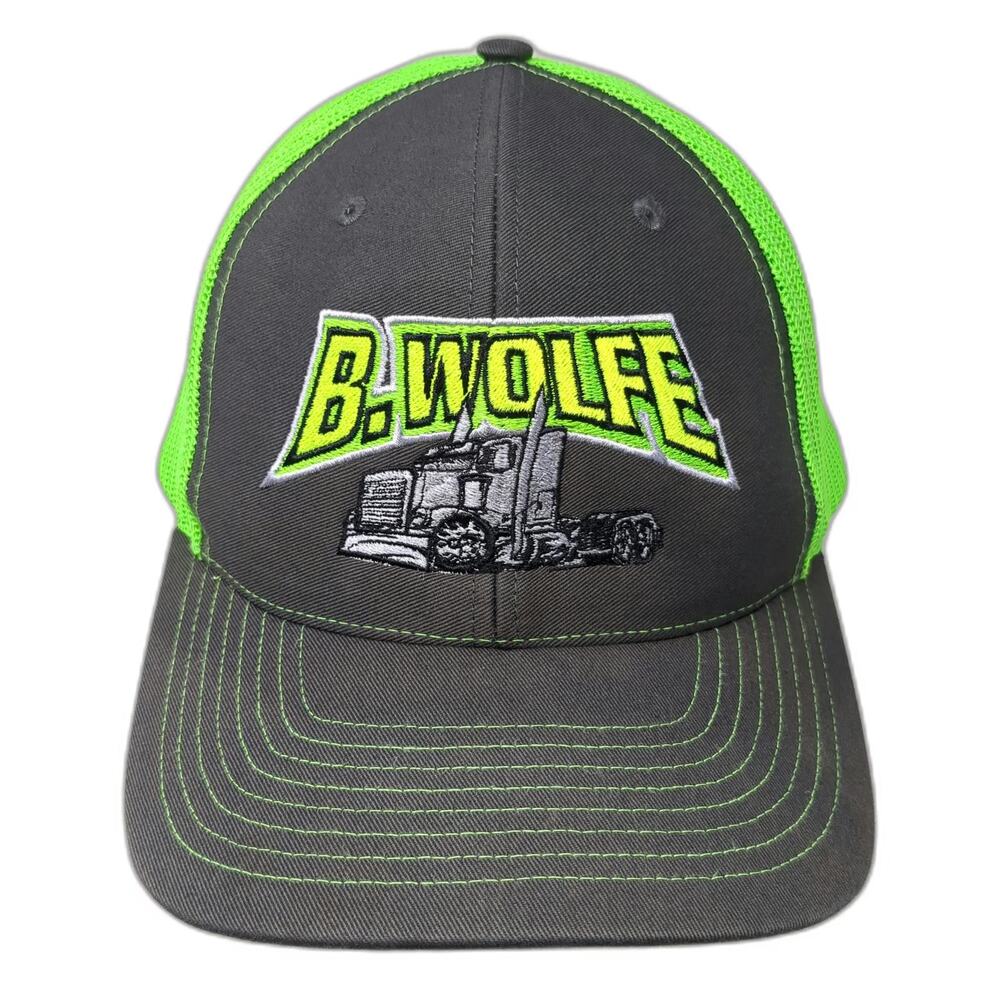 Richardson Gray Green Trucker Hat One Size B. Wolfe Semi Truck Grandview Idaho